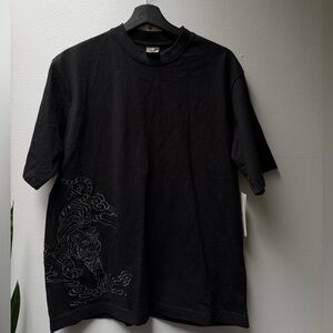 NWT All saints Tiger embroidered Black Graphic Men's T-Shirt